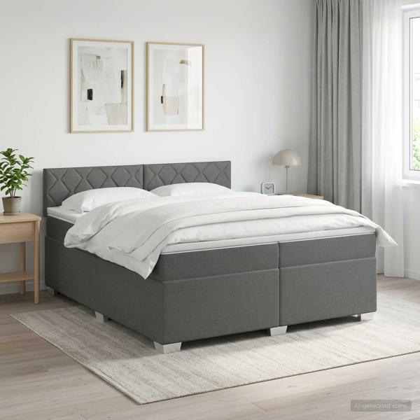 Boxspringbett mit Matratze und LED Dunkelgrau 200 x 200 cm