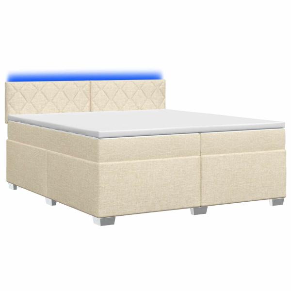 Boxspringbett mit Matratze und LED Creme 200 x 200 cm Stoff