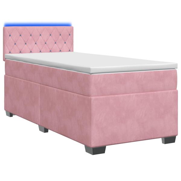Boxspringbett mit Matratze und LED Rosa 80 x 200 cm Samt