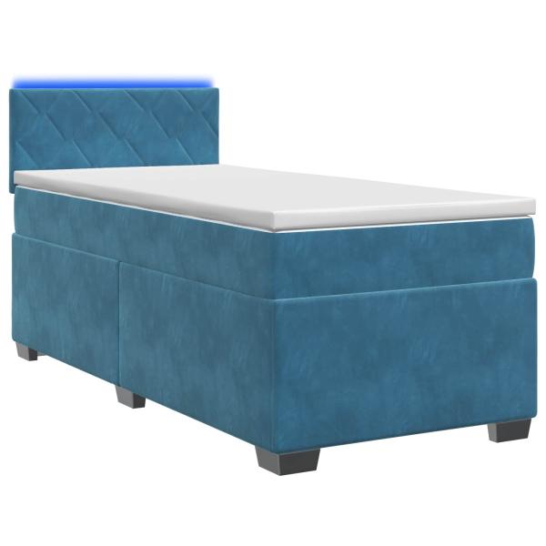 Boxspringbett mit Matratze und LED Blau 80 x 200 cm Samt