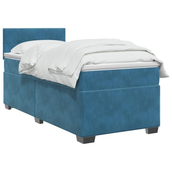 Boxspringbett mit Matratze und LED Blau 90 x 200 cm Samt