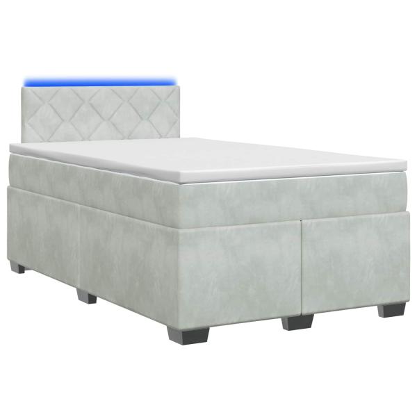 Boxspringbett mit Matratze und LED Hellgrau 120 x 190 cm Samt