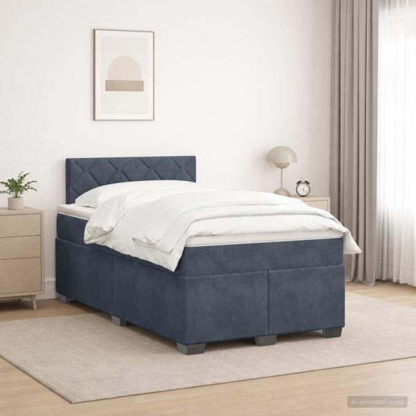 ARDEBO.de - Boxspringbett mit Matratze und LED Dunkelgrau 120 x 190 cm Samt