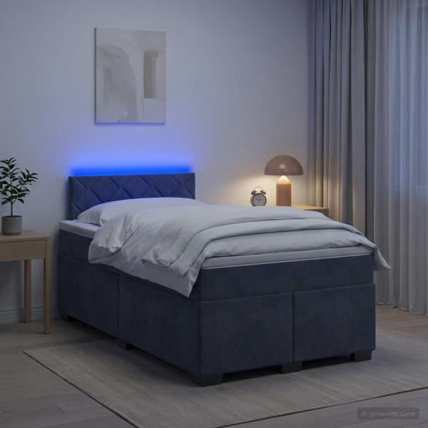 Boxspringbett mit Matratze und LED Dunkelgrau 120 x 190 cm Samt