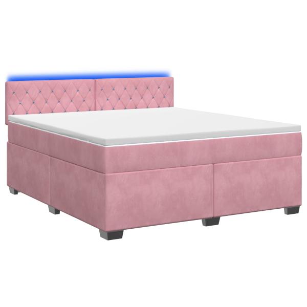 Boxspringbett mit Matratze und LED Rosa 140 x 200 cm Samt