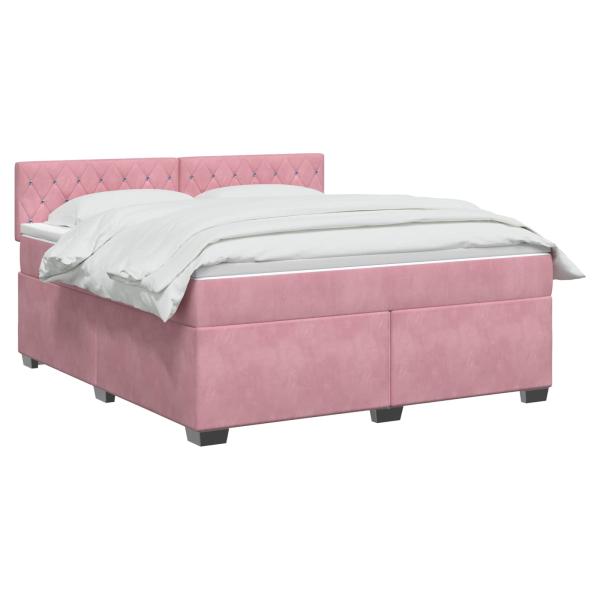 Boxspringbett mit Matratze und LED Rosa 140 x 200 cm Samt