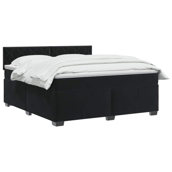 Boxspringbett mit Matratze und LED Schwarz 140 x 200 cm Samt