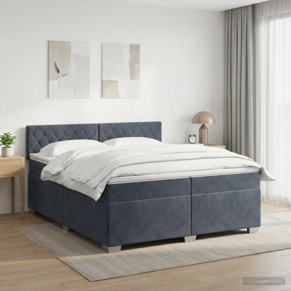 ARDEBO.de - Boxspringbett mit Matratze und LED Dunkelgrau 200 x 200 cm Samt