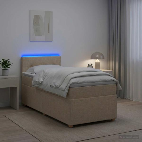 Boxspringbett mit Matratze mit Kopfteil Creme 80 x 200 cm Stoff