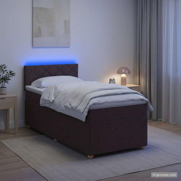Boxspringbett mit Matratze Dunkelbraun 80 x 200 cm Stoff
