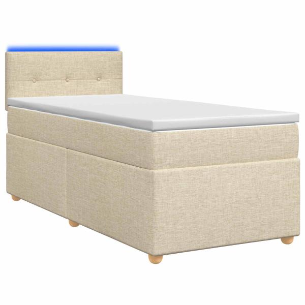 Boxspringbett mit Matratze mit Kopfteil Creme 90 x 200 cm Stoff