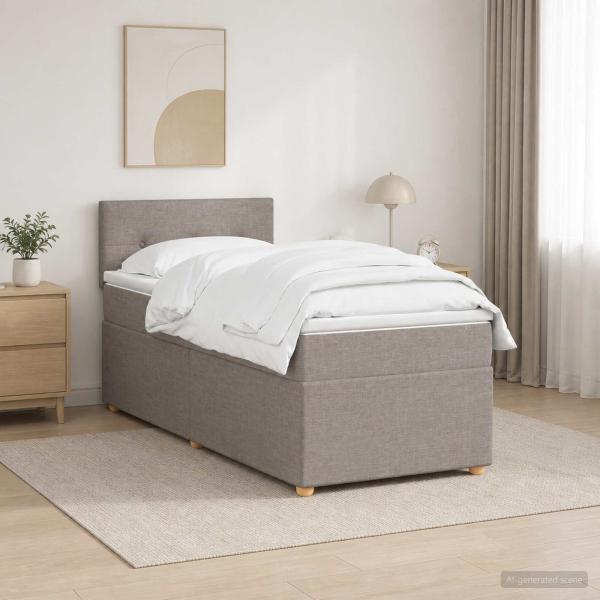 ARDEBO.de - Boxspringbett mit Matratze Taupe 100 x 200 cm Stoff