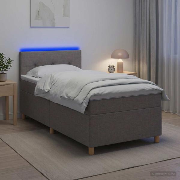 Boxspringbett mit Matratze Taupe 100 x 200 cm Stoff