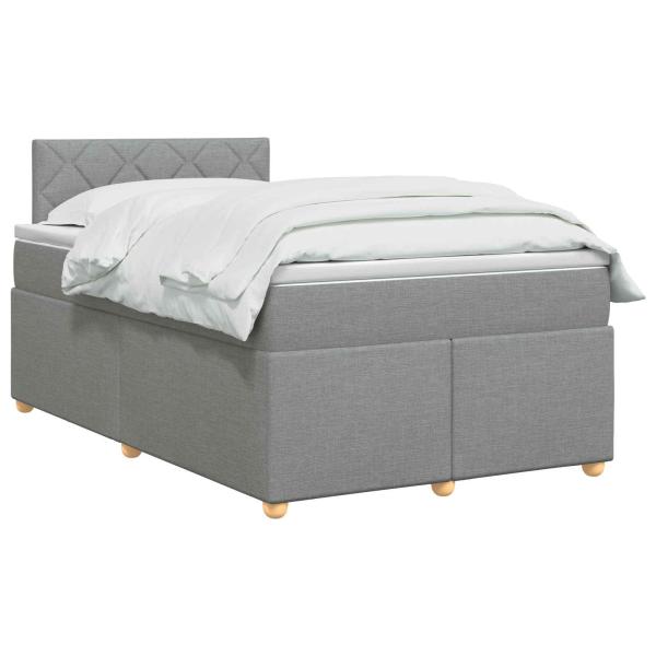 Boxspringbett mit Matratze Hellgrau 120 x 190 cm Stoff