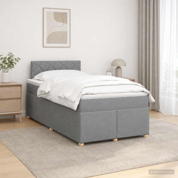 Boxspringbett mit Matratze Hellgrau 120 x 190 cm Stoff