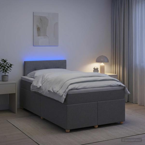 ARDEBO.de - Boxspringbett mit Matratze Hellgrau 120 x 200 cm Stoff