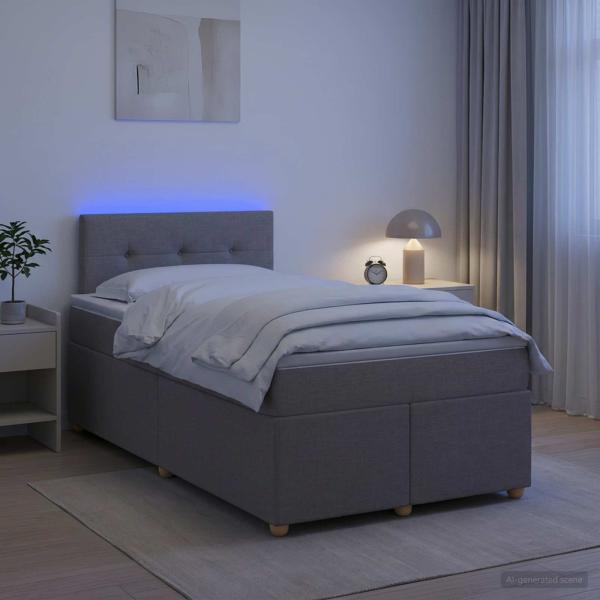 ARDEBO.de - Boxspringbett mit Matratze Taupe 120 x 200 cm Stoff