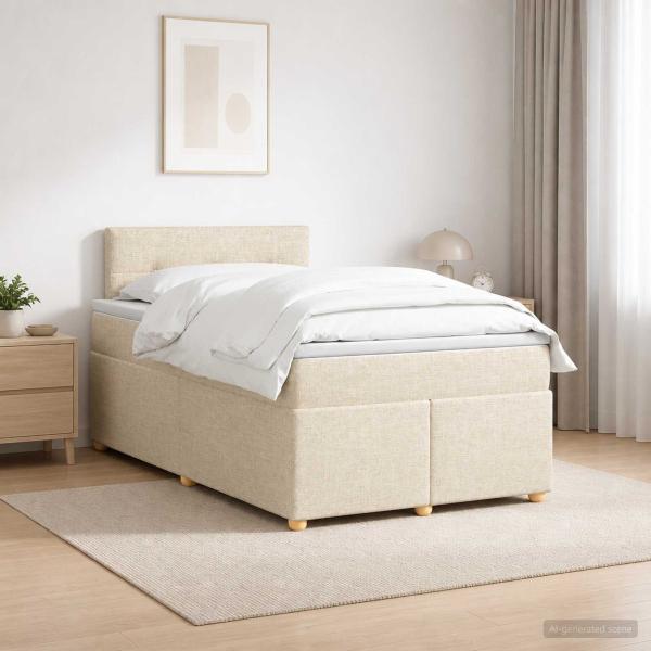 Boxspringbett mit Matratze Creme 120 x 200 cm Stoff