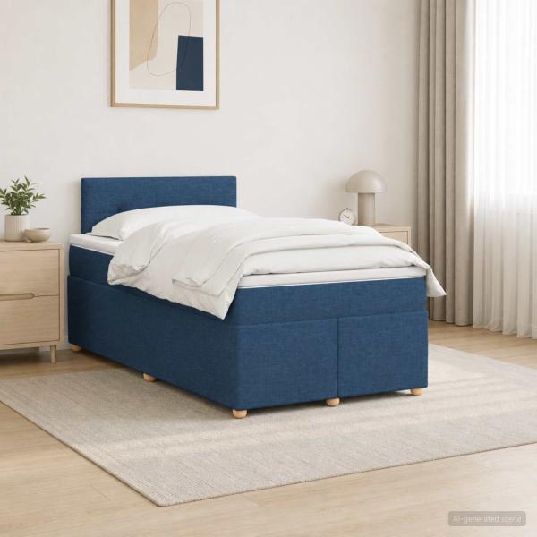 Boxspringbett mit Matratze mit Kopfteil Blau 120 x 200 cm Stoff