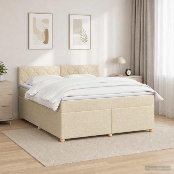 Boxspringbett mit Matratze Creme 160 x 200 cm Stoff