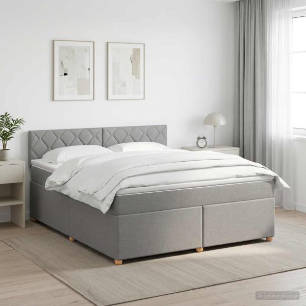 Boxspringbett mit Matratze Hellgrau 180 x 200 cm Stoff