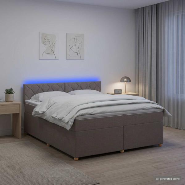 ARDEBO.de - Boxspringbett mit Matratze Taupe 180 x 200 cm Stoff