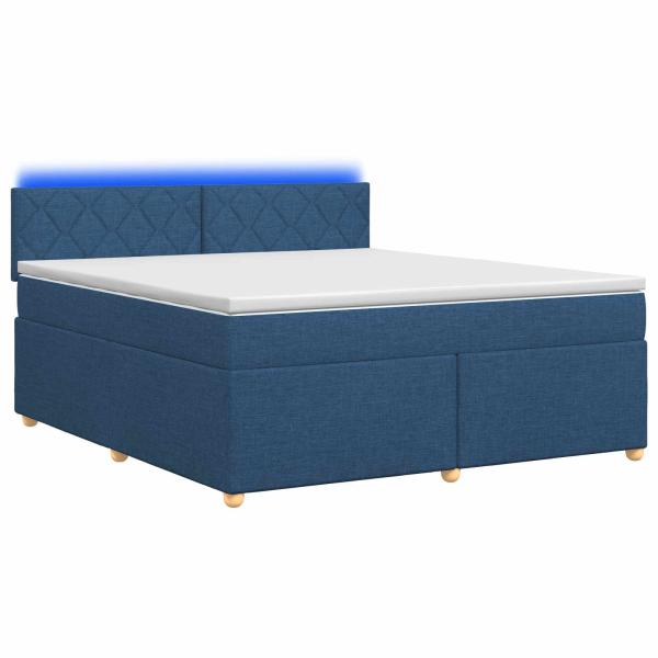 Boxspringbett mit Matratze mit Kopfteil Blau 180 x 200 cm Stoff