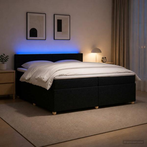 Boxspringbett mit Matratze Schwarz 200 x 200 cm Stoff