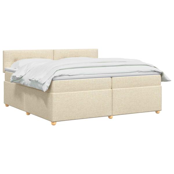 Boxspringbett mit Matratze Creme 200 x 200 cm Stoff