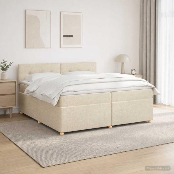 Boxspringbett mit Matratze Creme 200 x 200 cm Stoff