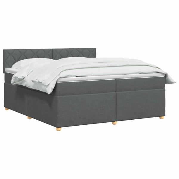 Boxspringbett mit Matratze Dunkelgrau 200 x 200 cm Stoff