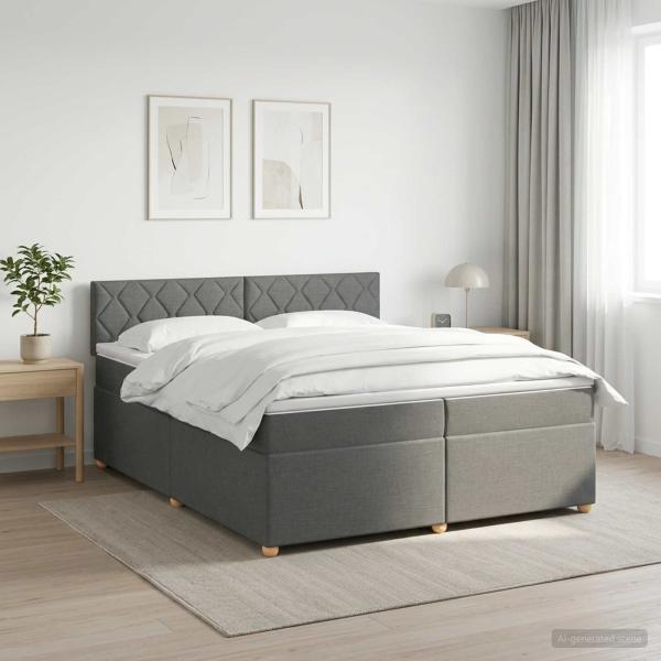 Boxspringbett mit Matratze Dunkelgrau 200 x 200 cm Stoff