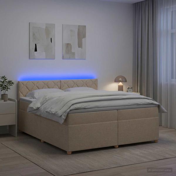 Boxspringbett mit Matratze Creme 200 x 200 cm Stoff