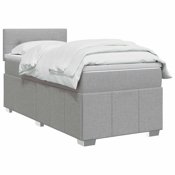 Boxspringbett mit Matratze Hellgrau 80 x 200 cm Stoff