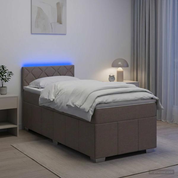 ARDEBO.de - Boxspringbett mit Matratze Taupe 100 x 200 cm Stoff