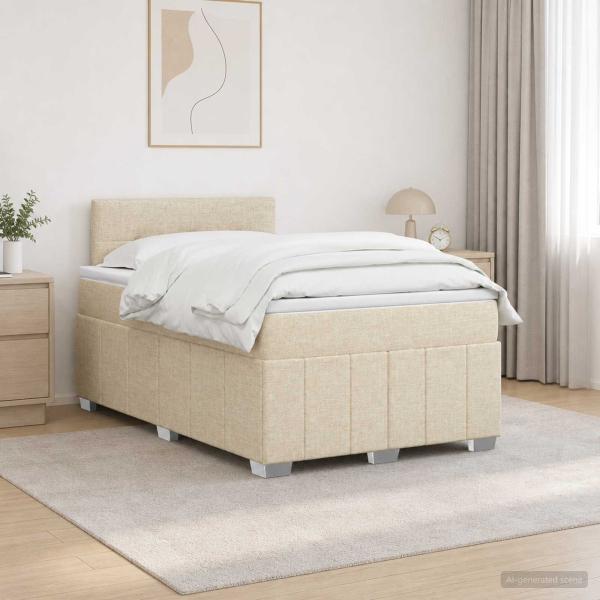 ARDEBO.de - Boxspringbett mit Matratze Creme 120 x 190 cm Stoff