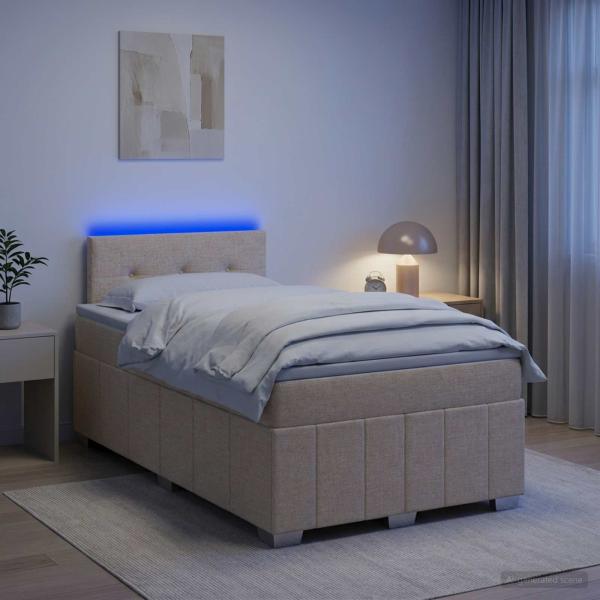 Boxspringbett mit Matratze Creme 120 x 190 cm Stoff