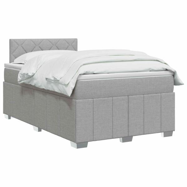 Boxspringbett mit Matratze Hellgrau 120 x 190 cm Stoff