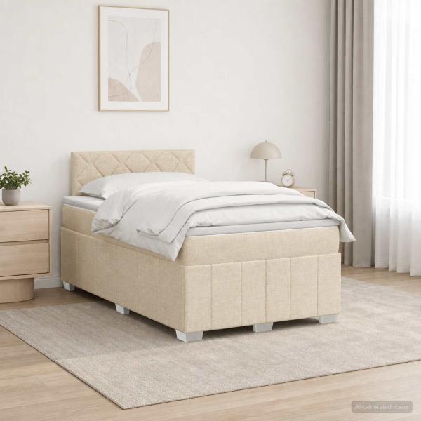 Boxspringbett mit Matratze Creme 120 x 190 cm Stoff
