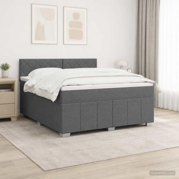 ARDEBO.de - Boxspringbett mit Matratze Dunkelgrau 140 x 200 cm Stoff