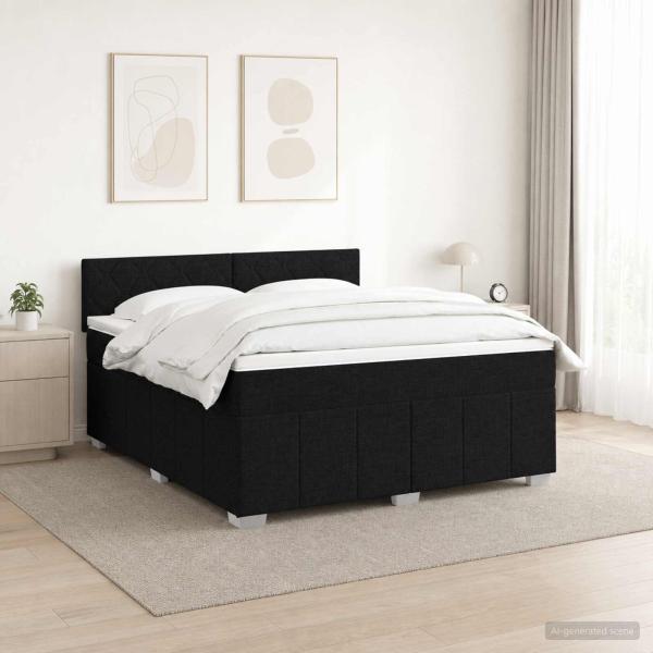 ARDEBO.de - Boxspringbett mit Matratze Schwarz 140 x 200 cm Stoff