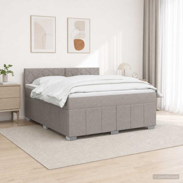 ARDEBO.de - Boxspringbett mit Matratze Taupe 180 x 200 cm Stoff