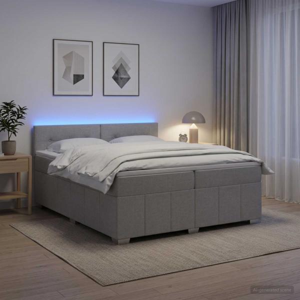 Boxspringbett mit Matratze Hellgrau 200 x 200 cm Stoff