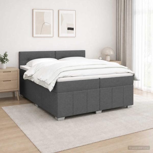 ARDEBO.de - Boxspringbett mit Matratze Dunkelgrau 200 x 200 cm Stoff