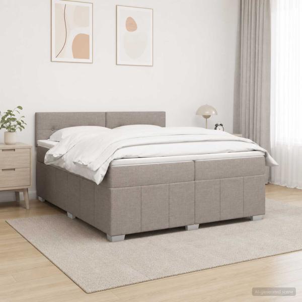 ARDEBO.de - Boxspringbett mit Matratze Taupe 200 x 200 cm Stoff