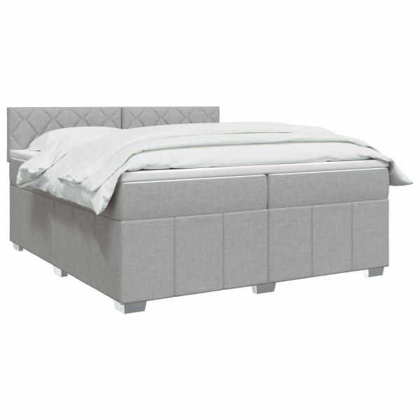 Boxspringbett mit Matratze Hellgrau 200 x 200 cm Stoff