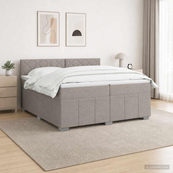 ARDEBO.de - Boxspringbett mit Matratze Taupe 200 x 200 cm Stoff