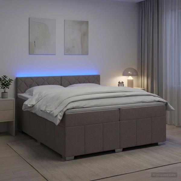 Boxspringbett mit Matratze Taupe 200 x 200 cm Stoff