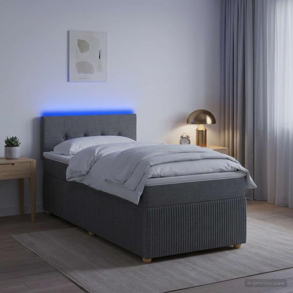 Boxspringbett mit Matratze Dunkelgrau 80 x 200 cm Stoff
