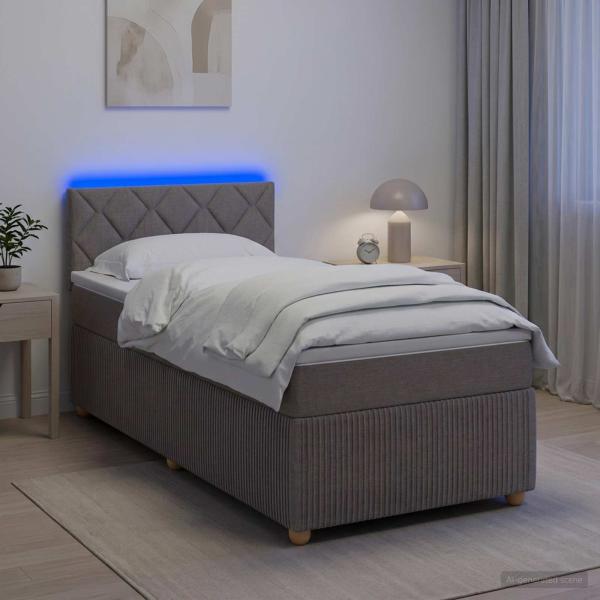 Boxspringbett mit Matratze Taupe 100 x 200 cm Stoff